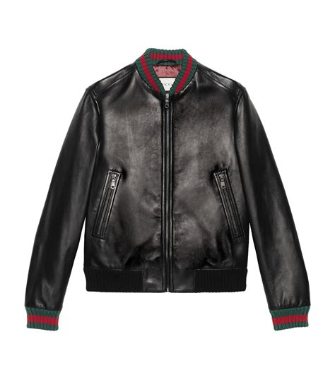 gucci jacket black stripe|gucci black leather jacket.